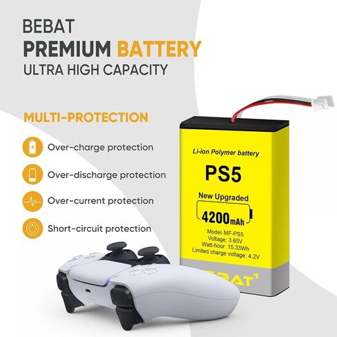 PS5 Controller Battery, High Capacity 4200mAh LIP1708 Li-ion Replacement Battery for PS5 Controller CFI-ZCT1 W B U Replace PS5 Battery with Tool Kits in Kuwait