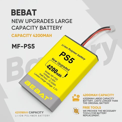 PS5 Controller Battery, High Capacity 4200mAh LIP1708 Li-ion Replacement Battery for PS5 Controller CFI-ZCT1 W B U Replace PS5 Battery with Tool Kits in Kuwait