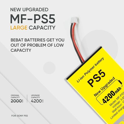 PS5 Controller Battery, High Capacity 4200mAh LIP1708 Li-ion Replacement Battery for PS5 Controller CFI-ZCT1 W B U Replace PS5 Battery with Tool Kits in Kuwait