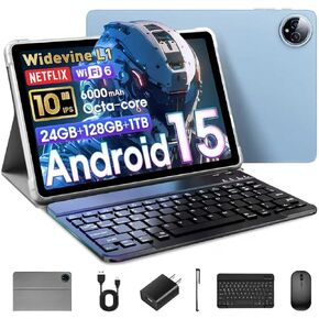 جهاز لوحي مقاس 10 بوصات يعمل بنظام Android 15 مع لوحة مفاتيح وذاكرة وصول عشوائي سعتها 24 جيجابايت + ذاكرة وصول عشوائي سعتها 128 جيجابايت (توسيع سعة 1 تيرابايت) | T615 ثماني النواة، شاشة IPS HD 1280 × 800، كاميرا مزدوجة 5 ميجابكسل + 8 ميجابكسل، 6000 مللي أ in Kuwait