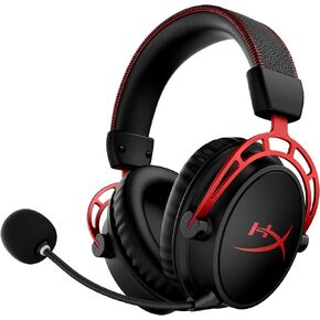 HyperX Cloud Alpha Wireless - Gaming Headset for PC, 300-hour battery life, DTS Headphone:X Spatial Audio, Memory foam, Dual Chamber Drivers, Noise-canceling mic, Durable aluminum frame,Red | 300-hour battery life, DTS Headphone:X Spatial Audio, Memory fo in Kuwait