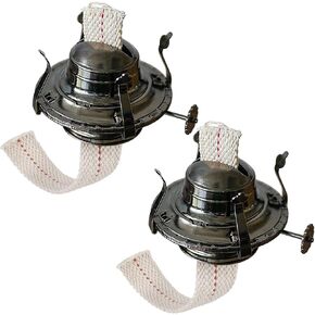 2 Pcs Oil Lamp Burner #2 Size with Cotton Wick Replacement Parts for Kerosene or Vintage Lamps Fits Holds a 3 Inch Base Chimney Grayish Black Plated in Saudi Arabia