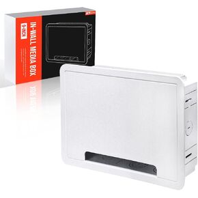 9" Recessed in-Wall Media Box with Outlet - Cable Management Enclosure for TV, WiFi Router & Network Devices - Flush Mount Wall Box for Samsung One Connect, Streaming Players (White) in Saudi Arabia