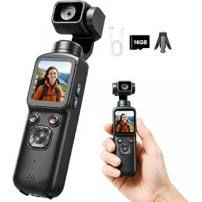 4K Vlogging Camera,75MP Pocket Digital Camera with 330° Rotating Lens | YouTube Camera WiFi,1.72" Touch Screen,Face Tracking,16GB TF Card & Tripod,Handheld Camera for Daily Recording in Saudi Arabia