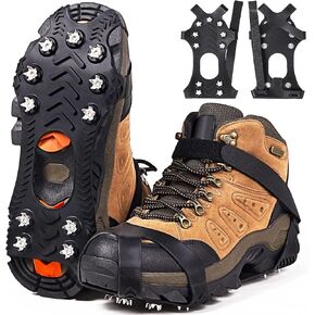 Crampons, Ice Cleats for Shoes and Boots, Silicone Stainless Steel | Shoe Spikes Grippers Traction for Ice Snow, Winter Hiking Climbing Ice Fishing, Walking and Outdoor Activities in Saudi Arabia