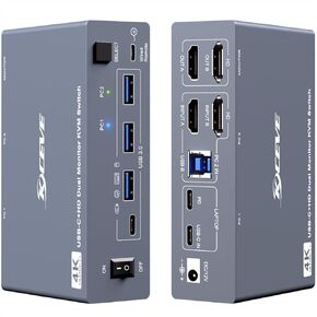 4 Port HDMI KVM Switch 2 Monitors 4 Computers 4K@60Hz EDID Simulation,Dual Monitor KVM Switch with 4 USB 3.0 Ports for USB Peripherals,Audio,RS232,with Wired Remote,12V Power and 4 USB Cables in Saudi Arabia