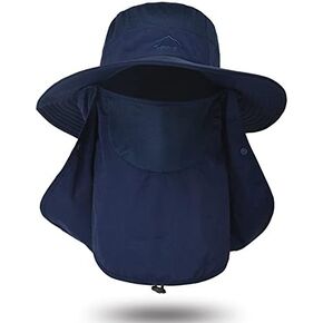 Fishing Hat for Men Sun Protection Hat with Removable Neck Flap Face Cover | Chin Strap Wide Brim Waterproof UPF 50+ Bucket Hat for Women Outdoor Hiking Beach Work Gardening in Kuwait