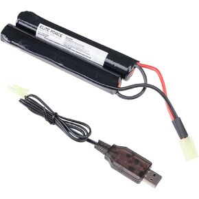 بطارية Airsoft Starter Power Pack من Elite Force لبنادق Airsoft مقاس 6 مم BB AEG | يتضمن بطارية فراشة NiMH 1200 مللي أمبير 9.6 فولت وشاحن USB in Kuwait