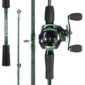 Sougayilang Fiberglass Baitcasting Rod Combo - Two-Piece Medium-Action Rod with Smooth Reel, Sensitive and Durable Combo for Freshwater in Saudi Arabia