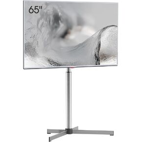 AOKCOS Minimalist Universal Floor TV Stand for 32-65 Inch TVs up to 88lbs, Stainless Steel Modern TV Mount Stand, Hidden Cable Management, 10 Levels Height Adjustable Swivel TV Floor Stand with Tilt in Saudi Arabia