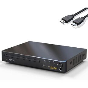 LONPOO DVD Player with HDMI for TV, Region Free DVD Player | 1080p Upscaling,Multi-Region,Full HD Picture Quality,Microphone Port,USB Playback,HDMI & AV Cable Included in Saudi Arabia