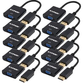 Kyper USKyper-1377 (10 Pack) DisplayPort DP to VGA Adapter Male to Female, 1080P Gold-Plated Converter for Computer Desktop Laptop Monitor Projector HDTV Compatible All Brands in Saudi Arabia