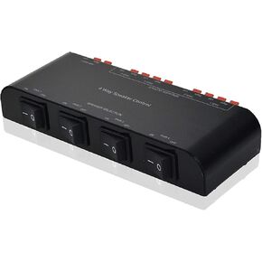 4-Channel Speaker Switcher Selector Box with Terminal Claps 200W RMS Max 100W Switchable, Black in Saudi Arabia