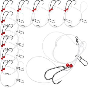 12 Pcs Sea Bass High Low Rigs Fishing Saltwater Surf Fishing Rigs Size 3/0 Bait Hook 60lb Heavy Duty 80lb Swivel Sinker Loop with Bait Beads for Fluke Porgy Snapper Croaker Trout Tautog Spot Pompano in Saudi Arabia