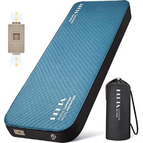 HEETA Self Inflating Sleeping Pad Mat Camping Mattress with Electric Pump | 4" Ultra Thick Memory Foam, 9.5 R-Value Insulated Air Matress, Easy to Inflate & Deflate for Camping Car Travel Tent Cot Bed in Saudi Arabia