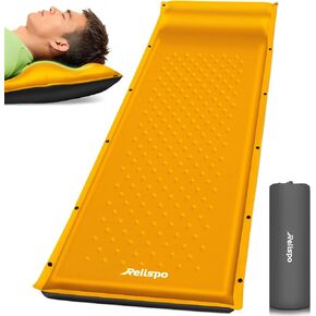 Self-Inflating Sleeping Pad with Built-in Pillow, 8R-Value 4 Season | 30D High-Density Foam Sleeping Mat, Lightweight Portable Camping Mat for Backpacking Hiking Travel, Snap Together for Couples in Saudi Arabia