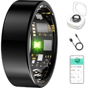 Smart Ring for Women & Men, Fitness Tracker with Heart Rate, Blood Oxygen, Blood Pressure, Sleep Monitoring, Step Counting, IP68 Waterproof for iPhone and Android Black 14 in Saudi Arabia
