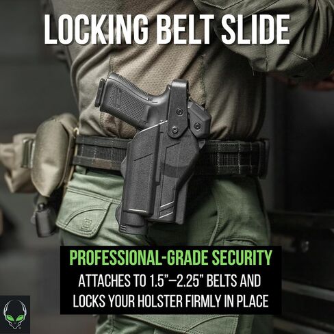 Alien Gear Locking Belt Slide – Fits 1.5" to 2.25" Belts – QDS Compatible Holster Attachment – Professional-Grade Security – USA Made in Saudi Arabia