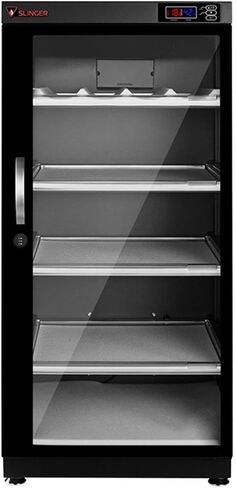 SLINGER 125L Dehumidifying Dry Cabinet Box, Digital Control Noiseless and Energy Saving, 5 Layers for DSLR/Mirrorless Camera Lens and Electronic Equipment Storage,Temperature Humidity LED Dual Screen in Saudi Arabia