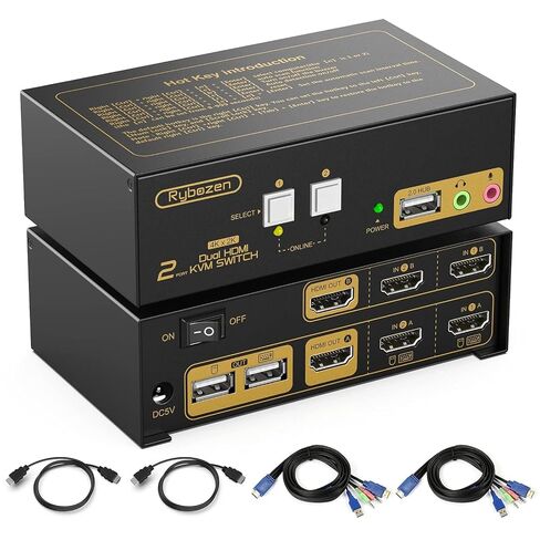 Aluminum USB 3.0 Switch, Bi-Directional 2 in 1 Out / 1 in 2 Out - Share 1 Device for Printer, Keyboard - Includes 2 USB 3.0 Cables (4.9ft) in Saudi Arabia