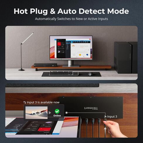 محول TESmart 8X1 HDMI KVM 8 منافذ 4K@30 هرتز، USB2.0 Rackmount KVM محاكي EDID على مستوى المؤسسات | مفتاح التشغيل السريع | RS232 | منفذ لان | جهاز تحكم عن بعد بالأشعة تحت الحمراء | التحكم في الملكية الفكرية | المسح التلقائي | مع 8 قطع كابل KVM بطول 5 أقدام in Kuwait