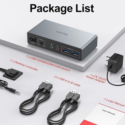 Unitek KVM Switch 2 Monitors 2 Computers HDMI Dual Monitor 4K@60Hz in Saudi Arabia