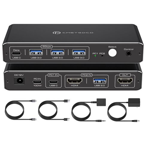 4 Port Dual Monitor HDMI KVM Switch 4 Computers 2 Monitors 8K 60Hz 4K 120Hz KVM Switches for Four PC Share Four USB 3.0 Devices Support Copy and Extend Mode 23CM Longth in Saudi Arabia