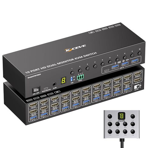 8 Port DisplayPort KVM Switch 4K@60Hz EDID Simulation, USB 3.0 DP KVM Switch for 8 Computers Share 1 Monitor and 4 USB Devices, Audio RS232,Wired Remote, 12V Power Supply & 8 USB Cables Included in Saudi Arabia