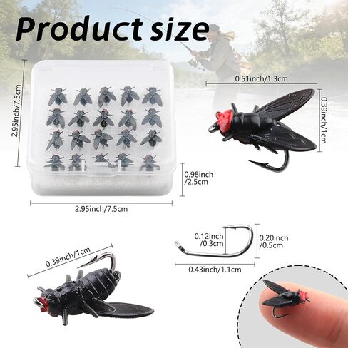 Fly Fishing Lures Kit 20PCS, Bionic Dry Flies | Sharp high-carbon hooks for Trout Bass Panfish Bluegill Sunfish Salmon. For freshwater/saltwater, streams rivers lakes ponds. in Saudi Arabia
