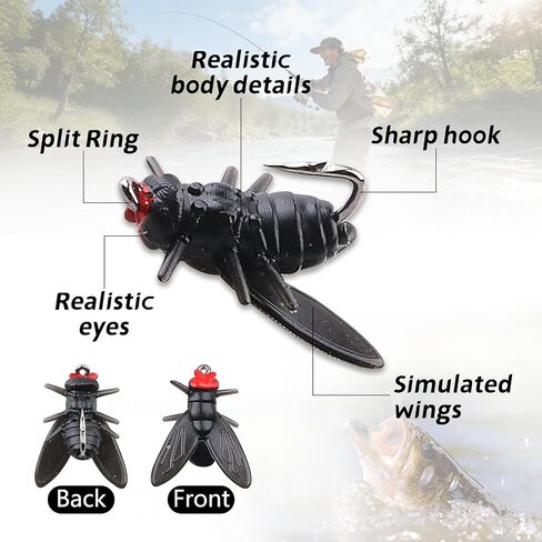 Fly Fishing Lures Kit 20PCS, Bionic Dry Flies | Sharp high-carbon hooks for Trout Bass Panfish Bluegill Sunfish Salmon. For freshwater/saltwater, streams rivers lakes ponds. in Saudi Arabia