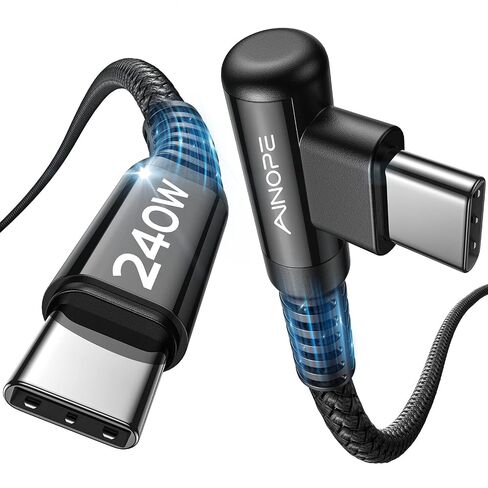 AINOPE 240W USB C to USB C Cable [10FT] Right Angle C to C Cable | Fast Charging Phone Charger USBC to USBC Fits iPhone 17 16 15 Pro Max Plus,MacBook Air/Pro,iPad Pro,Samsung S25,Pixel,iPad in Saudi Arabia