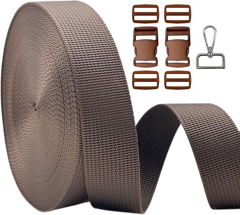 1" x12YD Heavy Duty Nylon Webbing Strap DIY Kit | Rustproof buckles, snap hooks & tri-glide slides. Ideal for DIY pet leashes, backpack straps & outdoor gear repair in Saudi Arabia