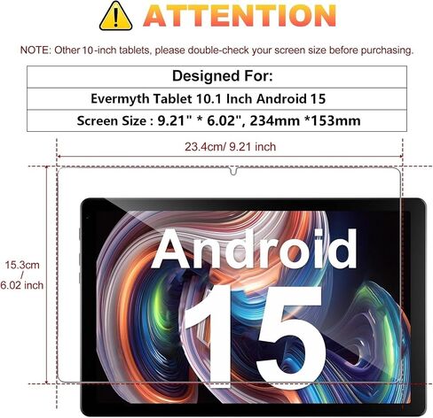 for Evermyth Tablet 10.1 Inch Android 16 15 14 Screen Protector, | Android 10.1" Upgraded Tablet 10 Inch Tempered Glass Film, 9H Hardness, Anti-Scratch [9.21" * 6.02", 234mm *153mm], 2 Pack in Kuwait