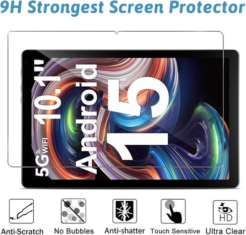 for Evermyth Tablet 10.1 Inch Android 16 15 14 Screen Protector, | Android 10.1" Upgraded Tablet 10 Inch Tempered Glass Film, 9H Hardness, Anti-Scratch [9.21" * 6.02", 234mm *153mm], 2 Pack in Kuwait