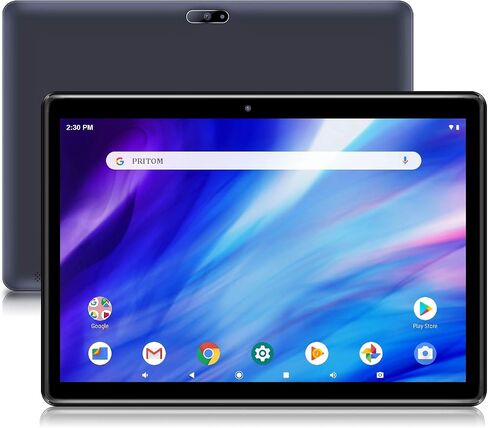 PRITOM Tablet 10 inch, 64GB, Tablet Android, HD IPS Screen, 6000mAh, Black | GMS Certified, Stable system, Dual Camera, WiFi, Bluetooth, Fashionable and durable, Low bloatware in Kuwait