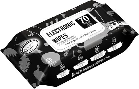 Air Jungles Electronic Wipes Screen Cleaner 70 Count, XL 8x10 Inch | No Cloth Needed, Cleaning LED Screen, TV, Computer, Tablet, Phone, Laptop, Monitor, Smart Watch, Headphone & Gaming Equipment in Saudi Arabia