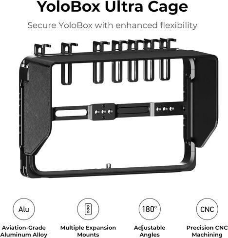 YOLOLIV YoloBox Ultra Cage, Aluminum Rig with Quick-Release Sun Hood | 1/4" Mounts,Precision CNC machining,Multiple Expansion Mounts, Lightweight,Compatible For YoloBox Ultra,Suit for Outdoor in Saudi Arabia