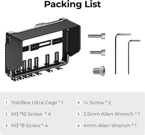 YOLOLIV YoloBox Ultra Cage, Aluminum Rig with Quick-Release Sun Hood | 1/4" Mounts,Precision CNC machining,Multiple Expansion Mounts, Lightweight,Compatible For YoloBox Ultra,Suit for Outdoor in Saudi Arabia