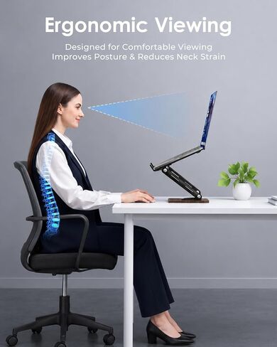 Viozon Laptop Stand for Desk, Adjustable Laptop Desk Stand with Wood Base Storage, 360° Rotating Swivel Computer Stand for Laptop, Ventilated Cooling Desktop Holder Fits up to 15.6" Notebooks/Laptops in Saudi Arabia