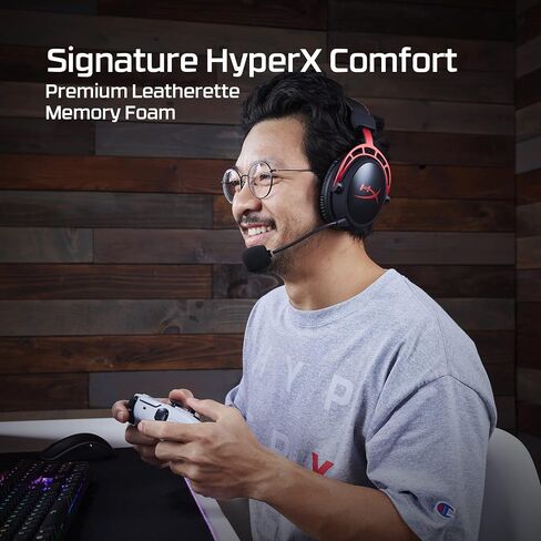 HyperX Cloud Alpha Wireless - Gaming Headset for PC, 300-hour battery life, DTS Headphone:X Spatial Audio, Memory foam, Dual Chamber Drivers, Noise-canceling mic, Durable aluminum frame,Red | 300-hour battery life, DTS Headphone:X Spatial Audio, Memory fo in Kuwait