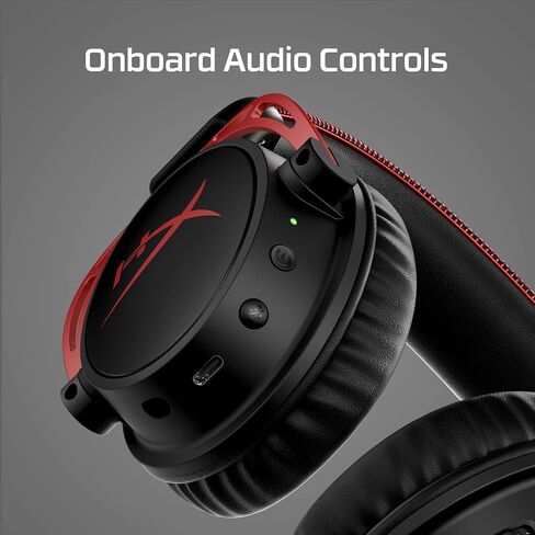 HyperX Cloud Alpha Wireless - Gaming Headset for PC, 300-hour battery life, DTS Headphone:X Spatial Audio, Memory foam, Dual Chamber Drivers, Noise-canceling mic, Durable aluminum frame,Red | 300-hour battery life, DTS Headphone:X Spatial Audio, Memory fo in Kuwait