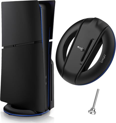 Auarte 2023 Vertical Stand for PS5 Slim Console, Carbon Black | Disc and Digital Compatible, Includes Screw, Base Stand Replacement in Saudi Arabia