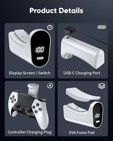 YUANHOT 7400mWh Battery Pack for PS5 & Edge Controller with LED | Play and Charge Kit,Extended Gaming Time,DualSense Rechargeable Accessories for PS5 in Saudi Arabia