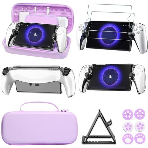 YOOWA Accessories Bundle for Ps Portal - Black Accessory kit for Playstation Portal Remote Player with Carrying Case, Protective Cover, Screen Protector Set Play Stand and PS5 Portal Thumb Grips in Saudi Arabia