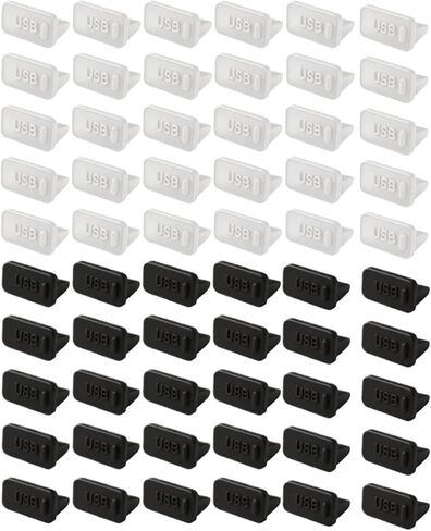 USB Cover Cap 50pcs USB Dust Plug Silicone Anti Cap for Laptop MacBook PC Charging Port Protector - Soft Type C Female Dustplugs Cover(Clear) in Saudi Arabia