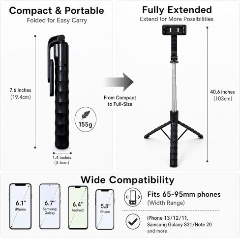 Phone Camera Reflection Kit, New Adjustable Phone Camera Multi‑Functional Selfie Stick & Tripod Stand with Wireless Remote – Portable, Durable, Universal for All Smartphones in Saudi Arabia