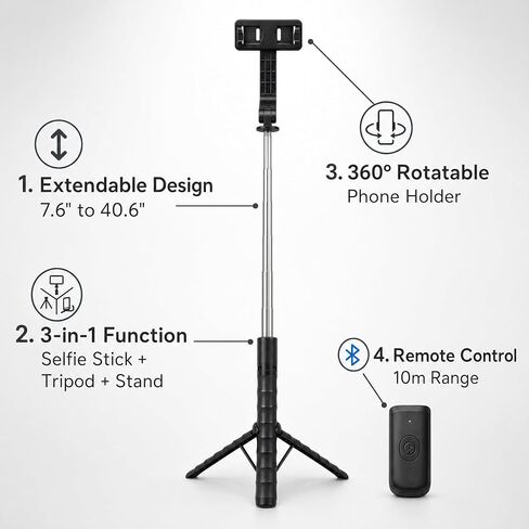 Phone Camera Reflection Kit, New Adjustable Phone Camera Multi‑Functional Selfie Stick & Tripod Stand with Wireless Remote – Portable, Durable, Universal for All Smartphones in Saudi Arabia