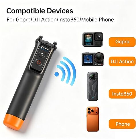 Suptig Floating Selfie Stick with Remote Control, Floating Handle Grip, Remote Handle Stick Compatible for GoPro 13/12/11/10/9/8, DJI Action 6/5 Pro, for Insta 360X2/X3/X4/X5. in Saudi Arabia