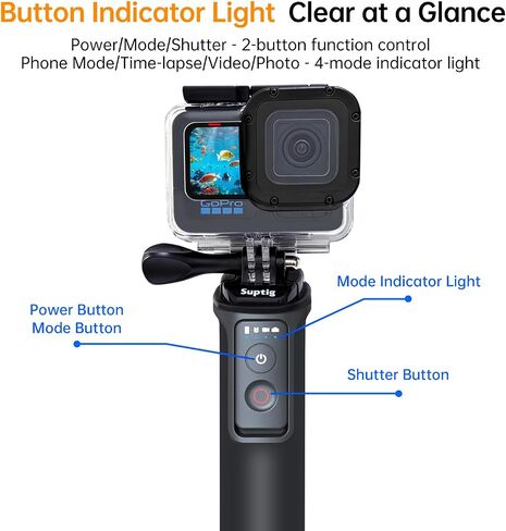 Suptig Floating Selfie Stick with Remote Control, Floating Handle Grip, Remote Handle Stick Compatible for GoPro 13/12/11/10/9/8, DJI Action 6/5 Pro, for Insta 360X2/X3/X4/X5. in Saudi Arabia