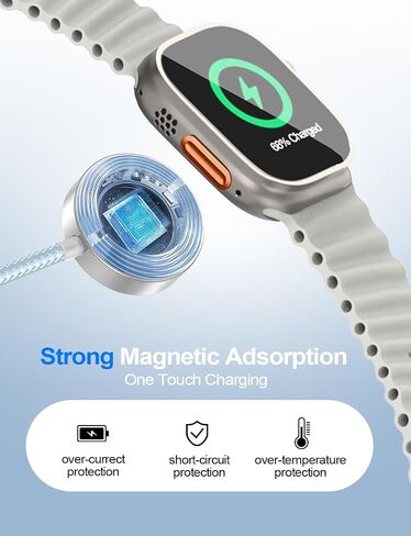 4-in-2 Multi Parallel Cables for Apple Watch Charger/iPhone/Samsung Charger | Travel Essentials Type C/Lightning/iWatch/Micro Charging Cable for iWatch Ultra/10-2/iPhone/Galaxy/Airpods[1.2M]-Blue in Kuwait